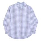 BODEN Mens Blue & Purple Checked Shirt L Cotton Blend Casual Classic