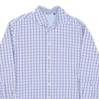 BODEN Mens Blue & Purple Checked Shirt L Cotton Blend Casual Classic