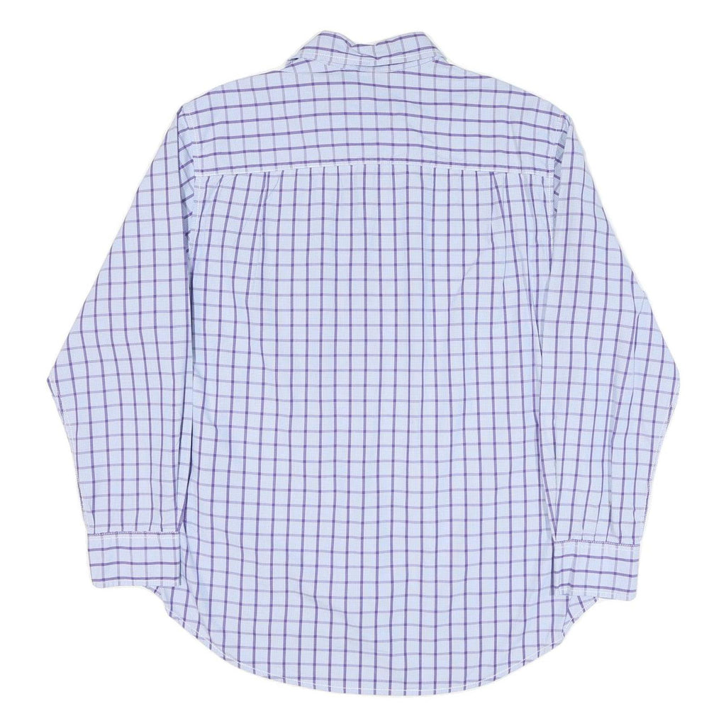BODEN Mens Blue & Purple Checked Shirt L Cotton Blend Casual Classic