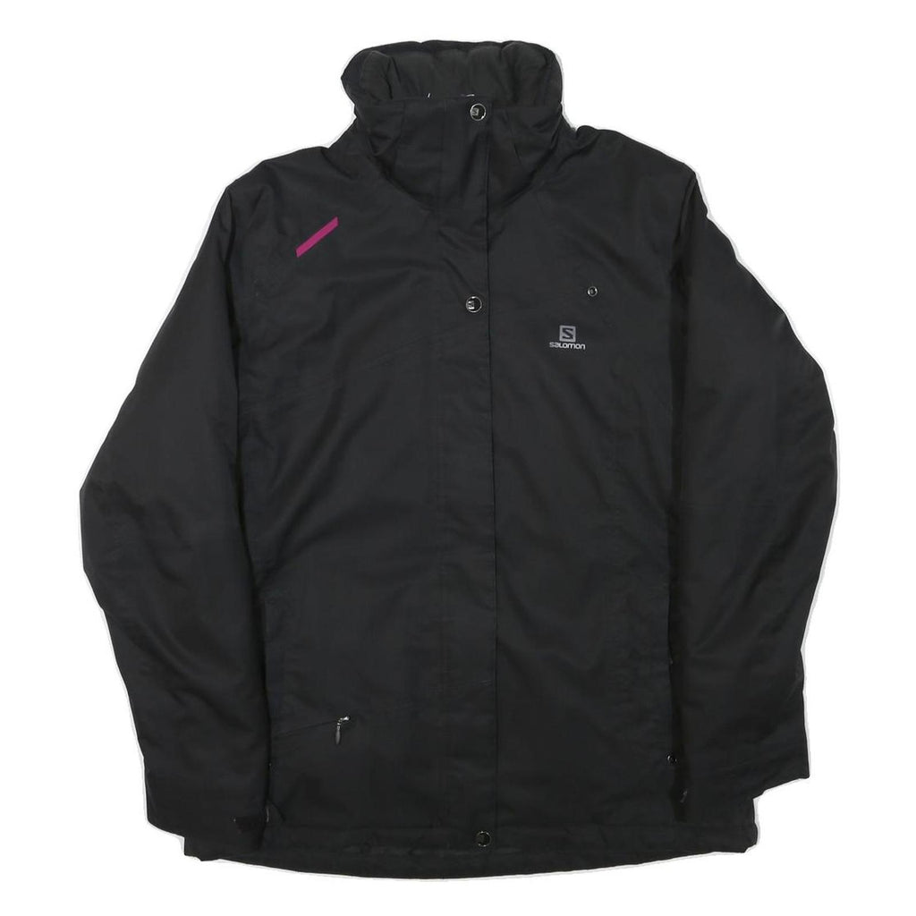 SALOMON Womens Black Outdoor Jacket L Polyester Blend Zip Plain Sport