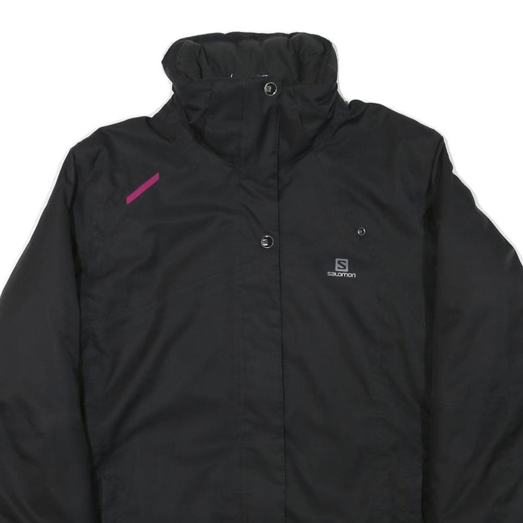 SALOMON Womens Black Outdoor Jacket L Polyester Blend Zip Plain Sport