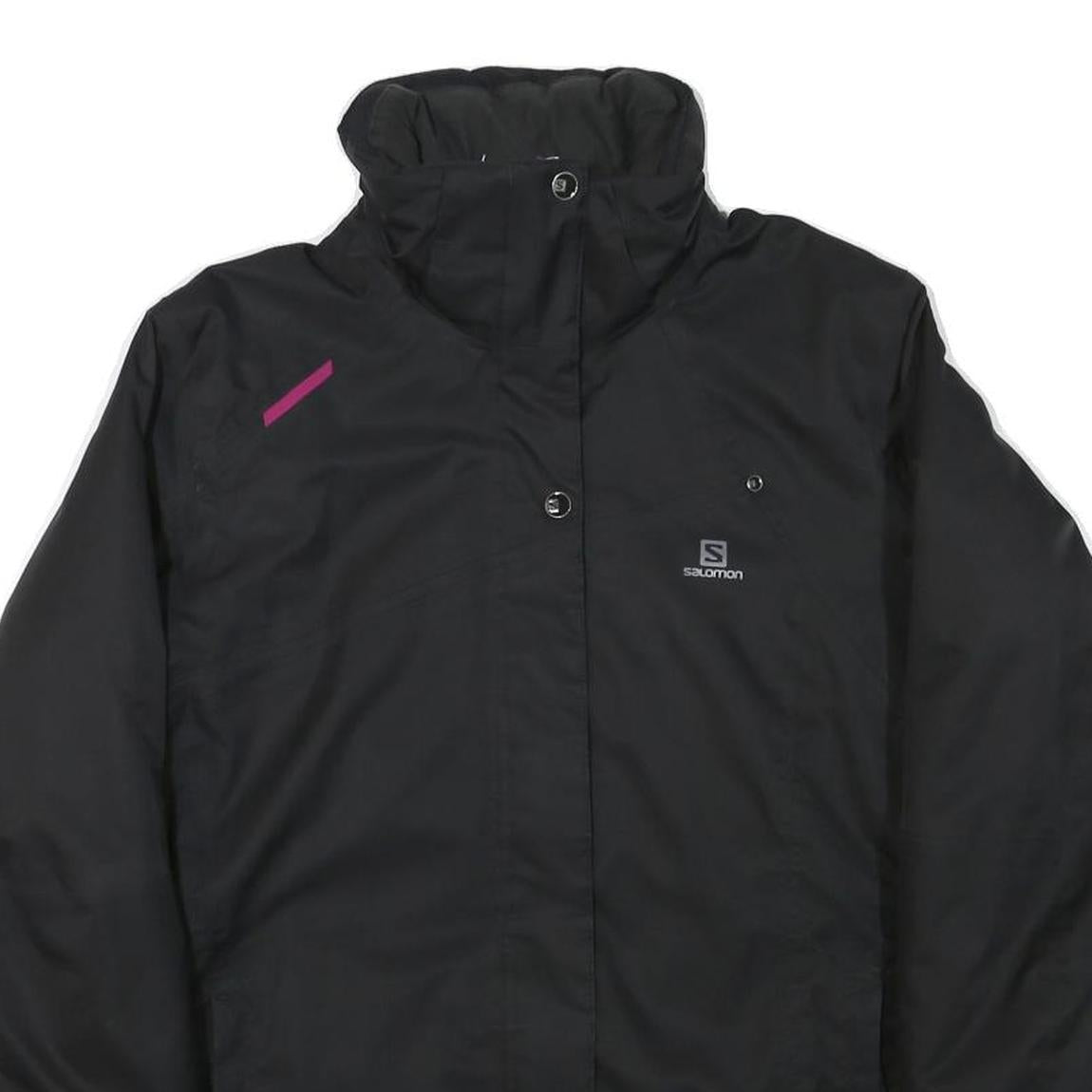 SALOMON Womens Black Outdoor Jacket L Polyester Blend Zip Plain Sport