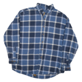 ST JOHNS BAY Mens Blue & White Check Shirt L Cotton Long Sleeve Button Collar