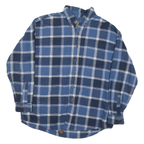 ST JOHNS BAY Mens Blue & White Check Shirt L Cotton Long Sleeve Button Collar