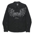 ARMANI EXCHANGE Mens Black Cotton Shirt L Wing Graphic Long Sleeve Button