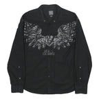 ARMANI EXCHANGE Mens Black Cotton Shirt L Wing Graphic Long Sleeve Button