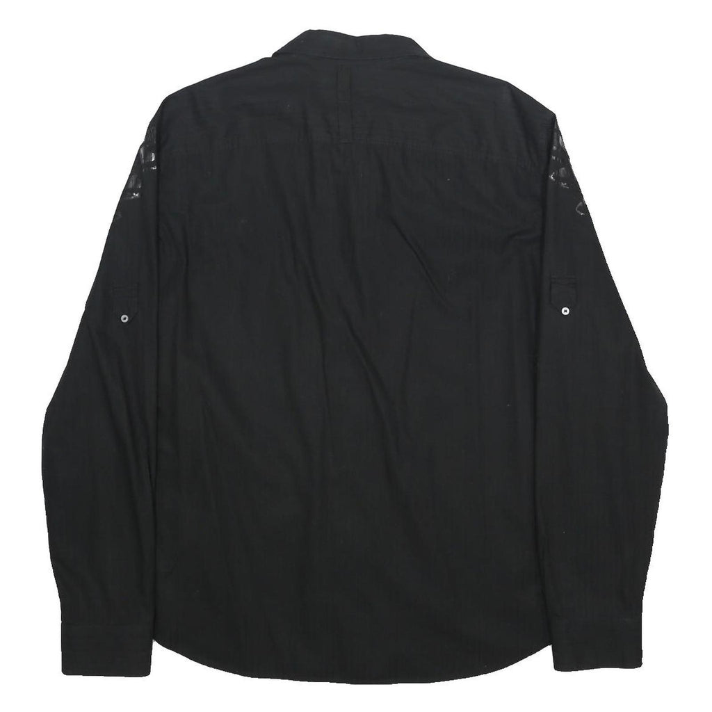 ARMANI EXCHANGE Mens Black Cotton Shirt L Wing Graphic Long Sleeve Button