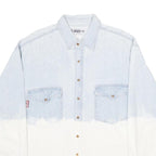 UNION BAY Mens Blue & White Cotton Denim Shirt L Casual Button Pocket