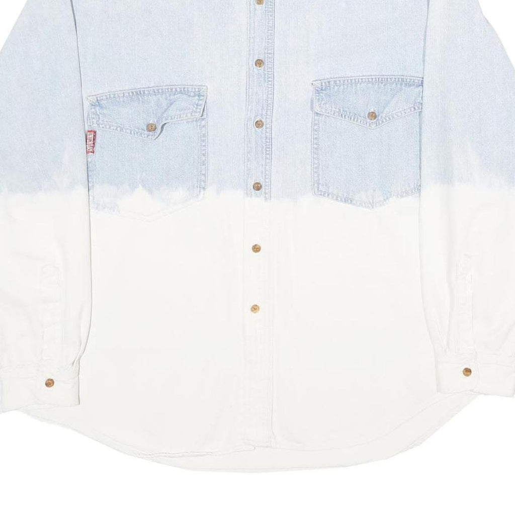 UNION BAY Mens Blue & White Cotton Denim Shirt L Casual Button Pocket