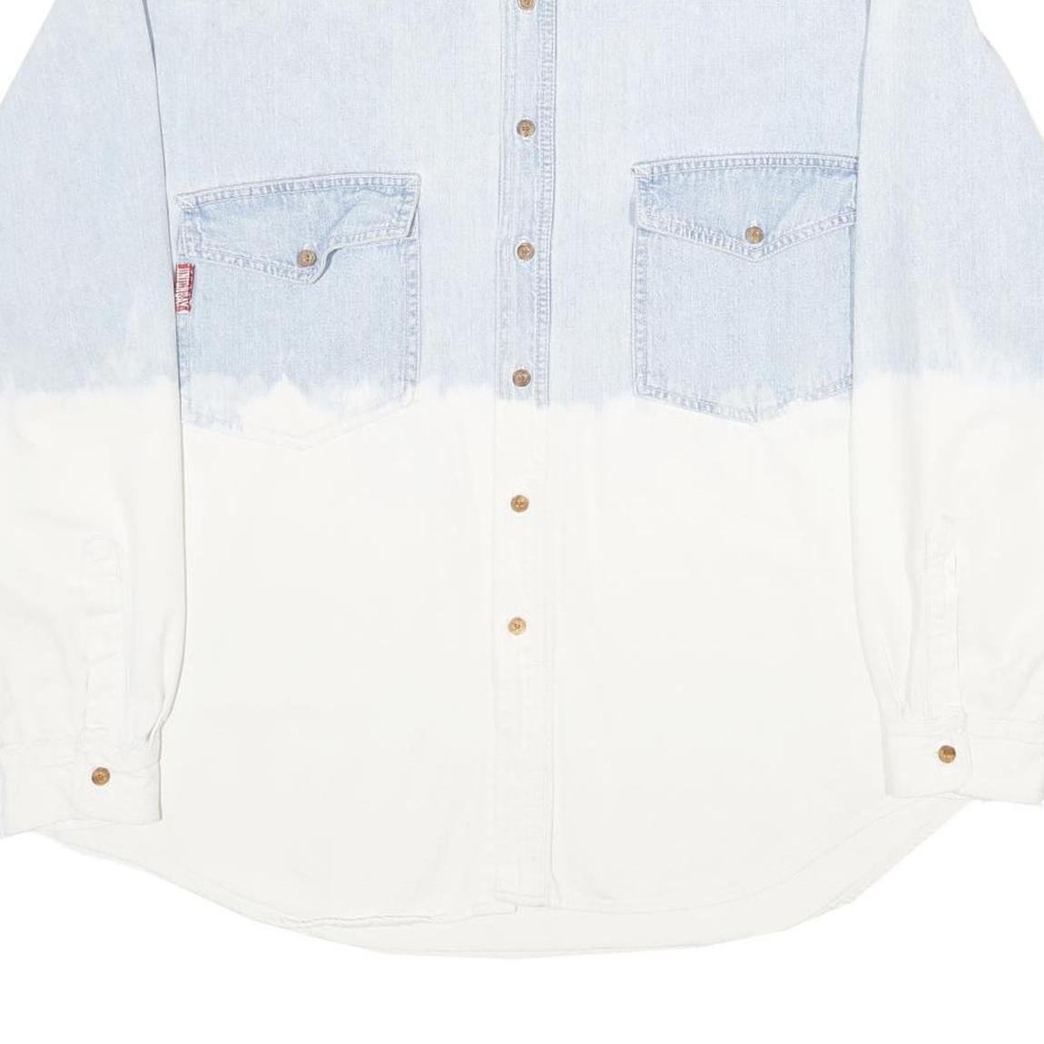 UNION BAY Mens Blue & White Cotton Denim Shirt L Casual Button Pocket