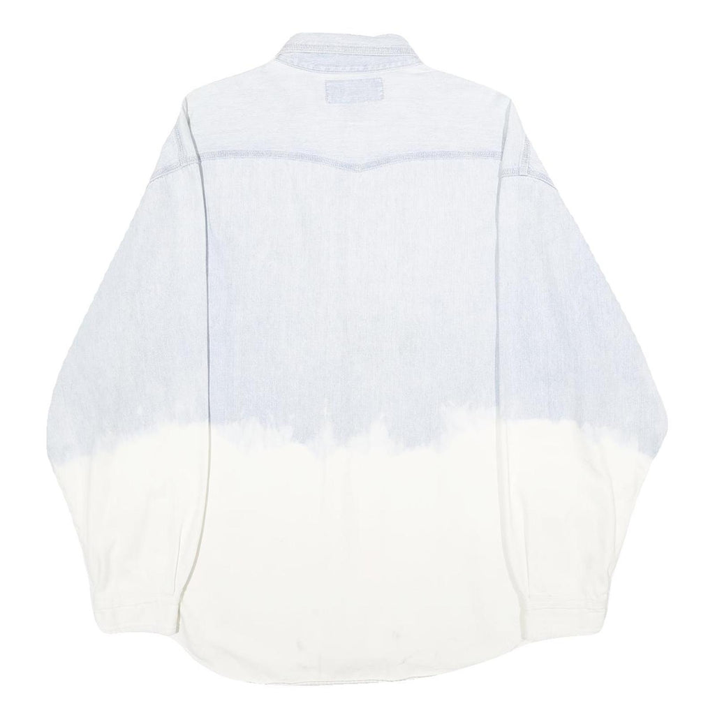 UNION BAY Mens Blue & White Cotton Denim Shirt L Casual Button Pocket