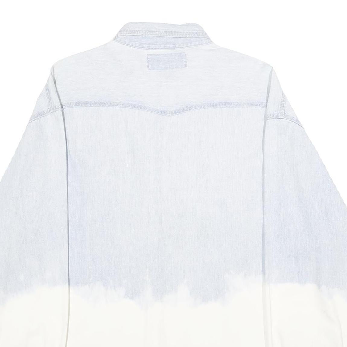 UNION BAY Mens Blue & White Cotton Denim Shirt L Casual Button Pocket