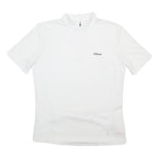 DECATHLON Mens White Sport Cycling T-Shirt S Short Sleeve 1/4 Zip Lightweight
