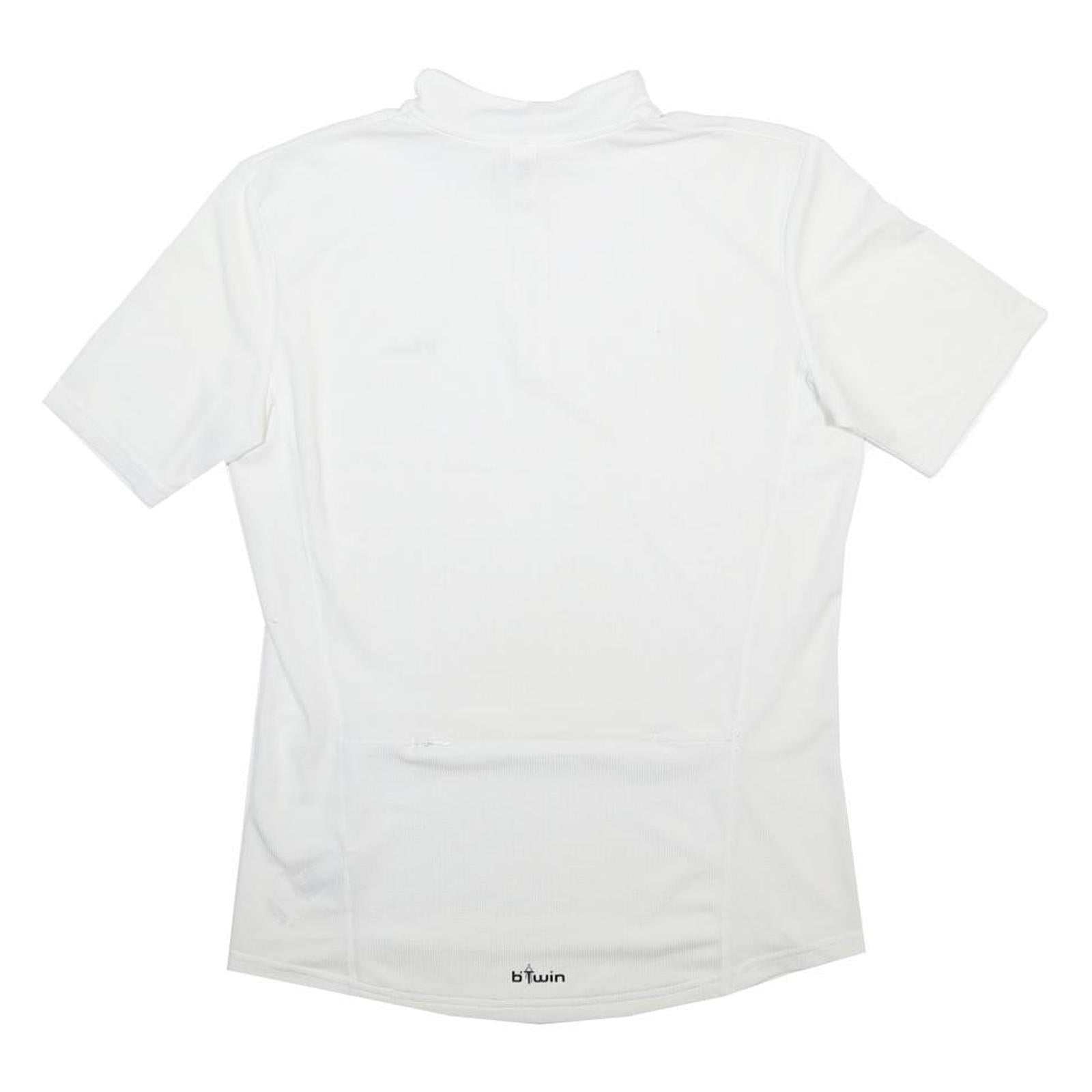 DECATHLON Mens White Sport Cycling T-Shirt S Short Sleeve 1/4 Zip Lightweight
