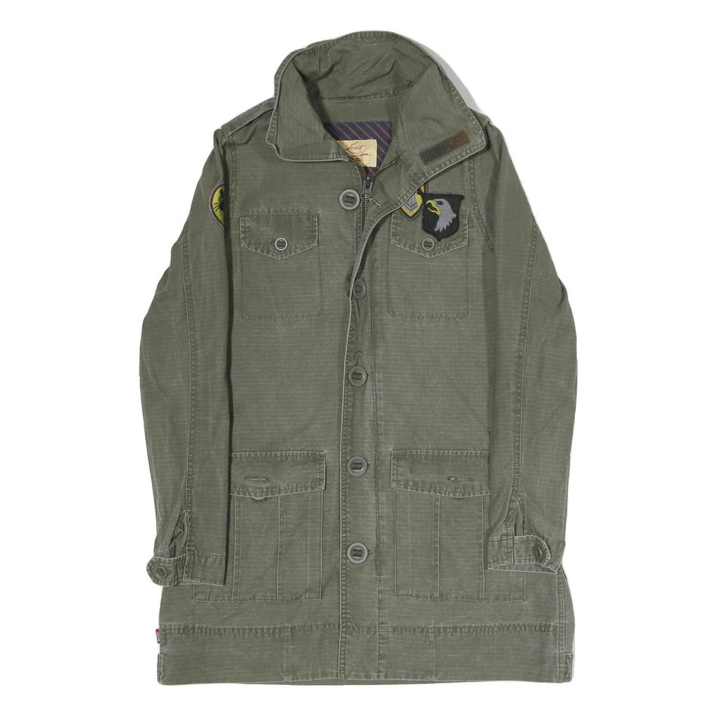 LEVI'S Mens Green Cotton Blend Track Jacket M Patch Detail Zip Closure