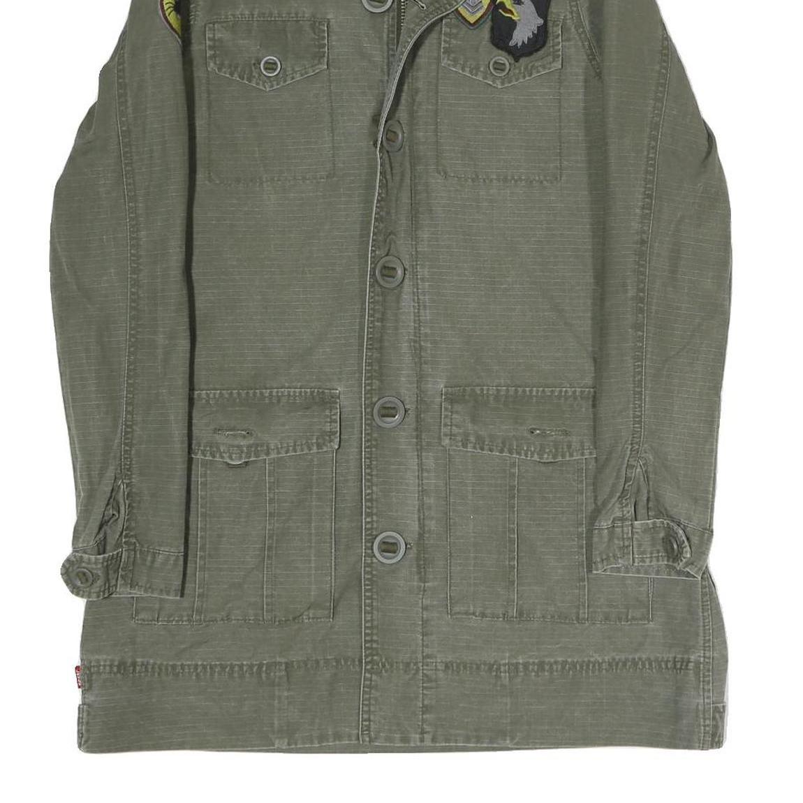 LEVI'S Mens Green Cotton Blend Track Jacket M Patch Detail Zip Closure