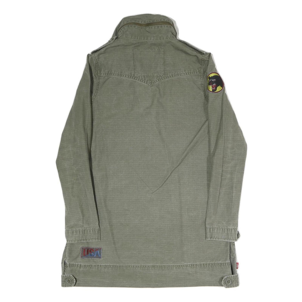 LEVI'S Mens Green Cotton Blend Track Jacket M Patch Detail Zip Closure