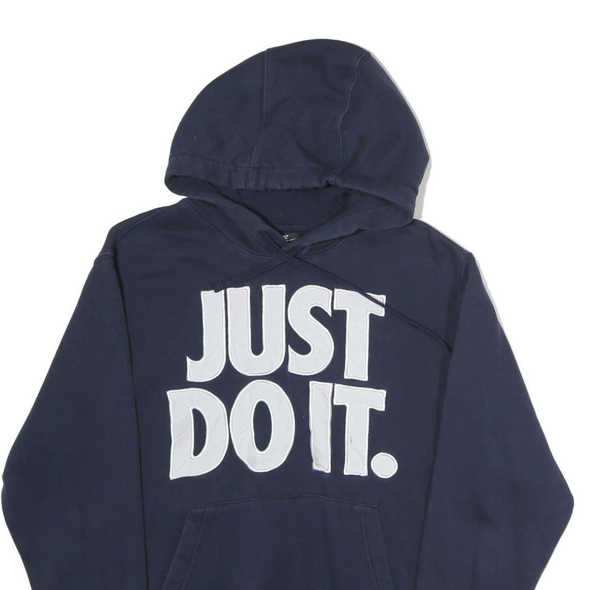 NIKE Mens Navy Blue Hoodie M Just Do It Pullover Sweatshirt Sportswear