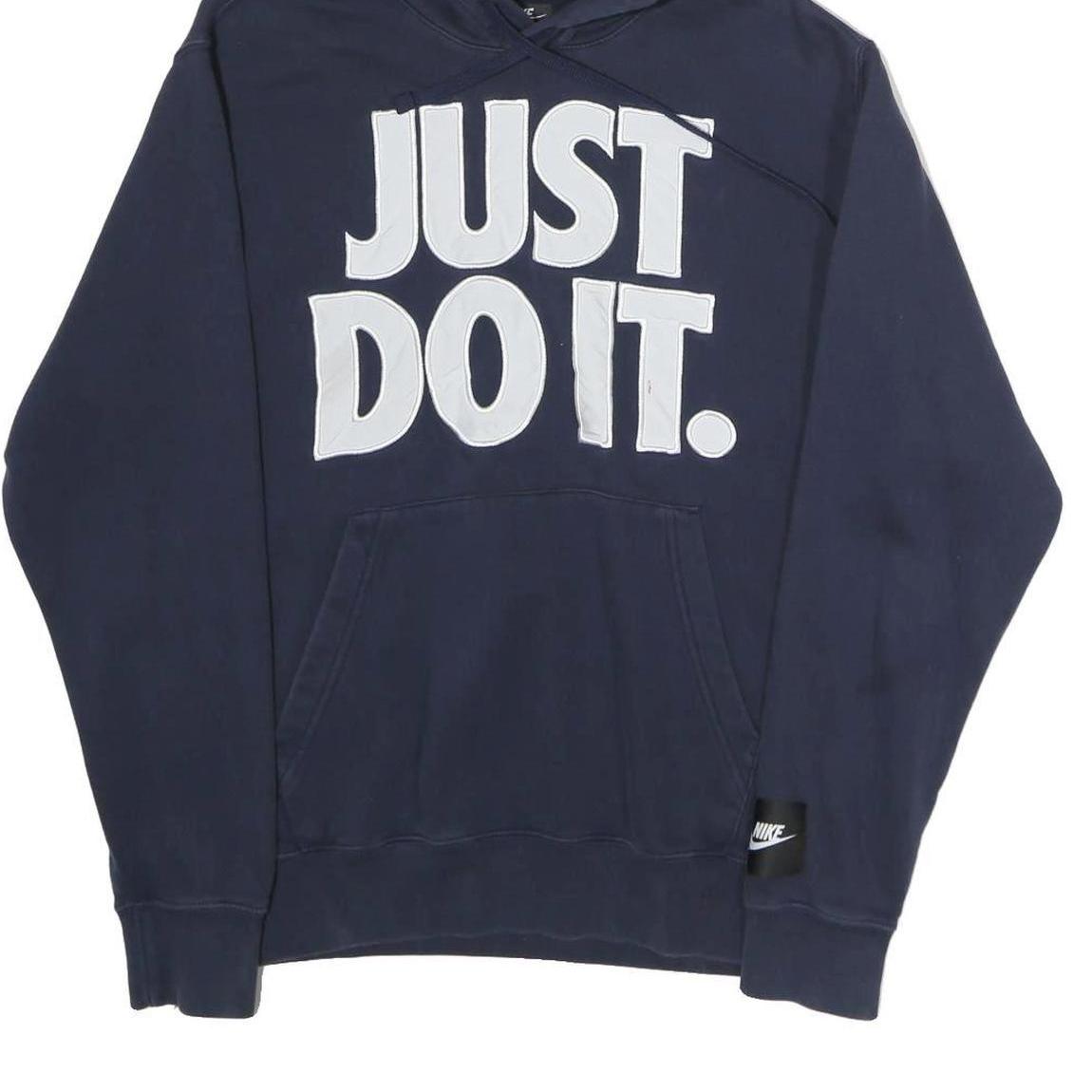 NIKE Mens Navy Blue Hoodie M Just Do It Pullover Sweatshirt Sportswear