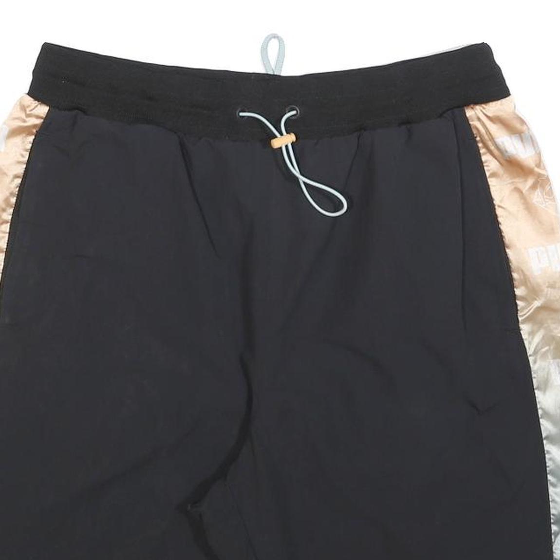 PUMA Mens Black & Gold Casual Drawstring Shorts L W34 Sports Logo