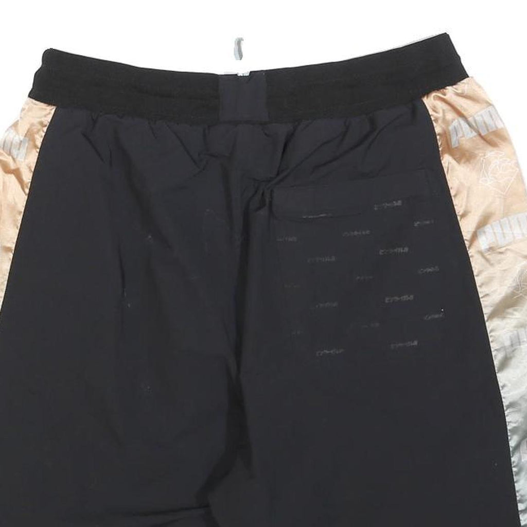 PUMA Mens Black & Gold Casual Drawstring Shorts L W34 Sports Logo