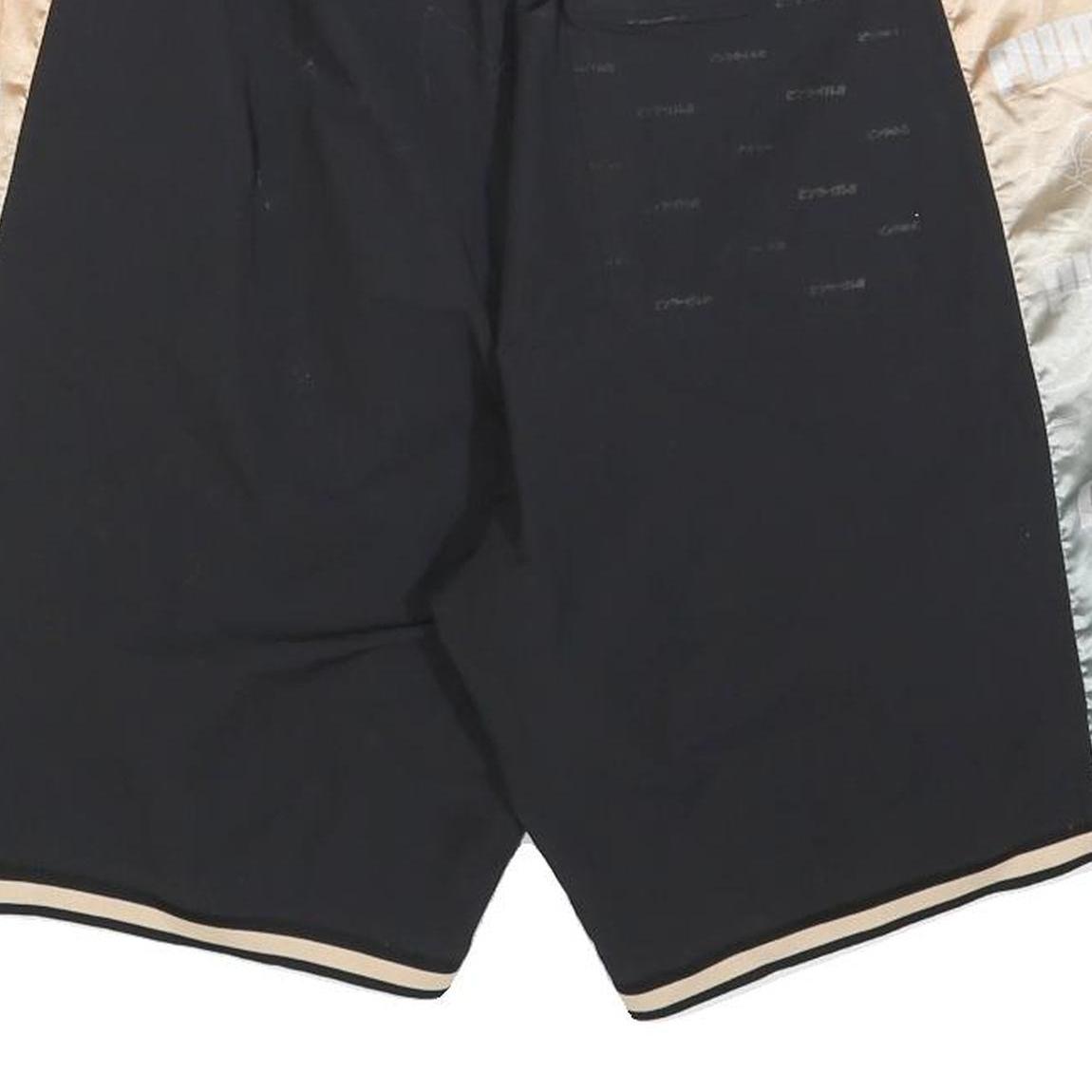 PUMA Mens Black & Gold Casual Drawstring Shorts L W34 Sports Logo