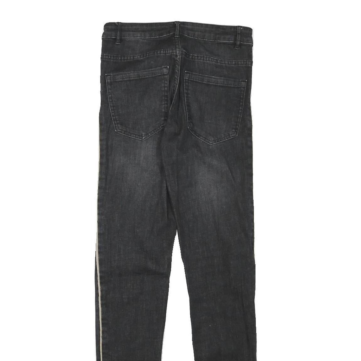 ESMARA Womens Slim Fit Black Skinny Denim Jeans W27 L30 Side Stripe Detail