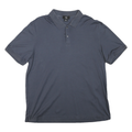 CALVIN KLEIN Mens Blue Short Sleeve Plain Polo Shirt L Cotton Blend Casual