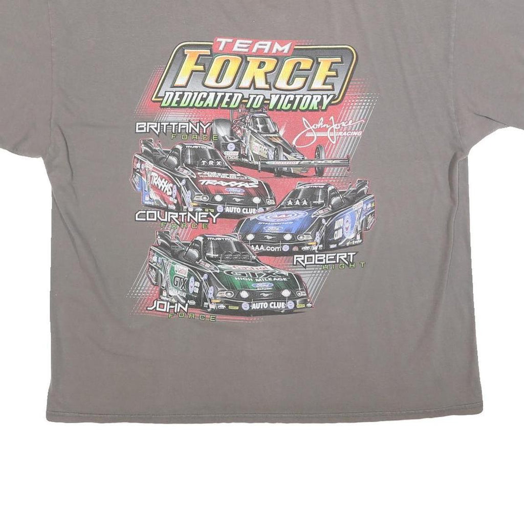 GILDAN Mens Grey Team Force Graphic T-Shirt 2XL Short Sleeve Crew Neck Racing