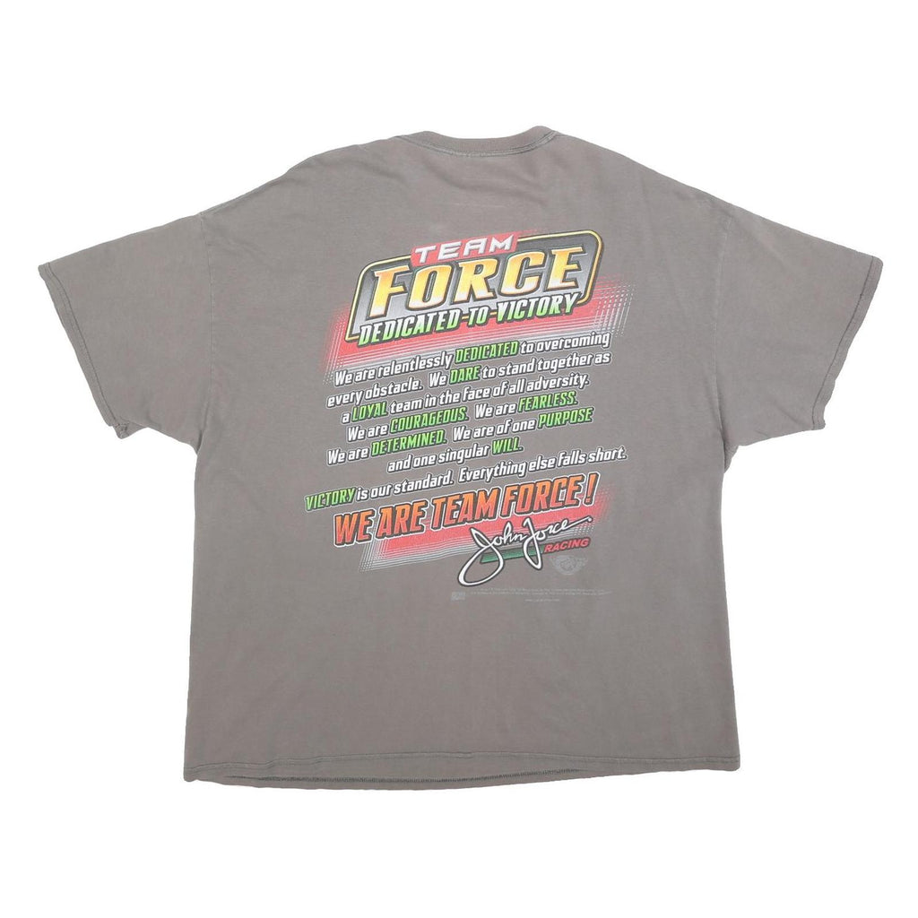 GILDAN Mens Grey Team Force Graphic T-Shirt 2XL Short Sleeve Crew Neck Racing