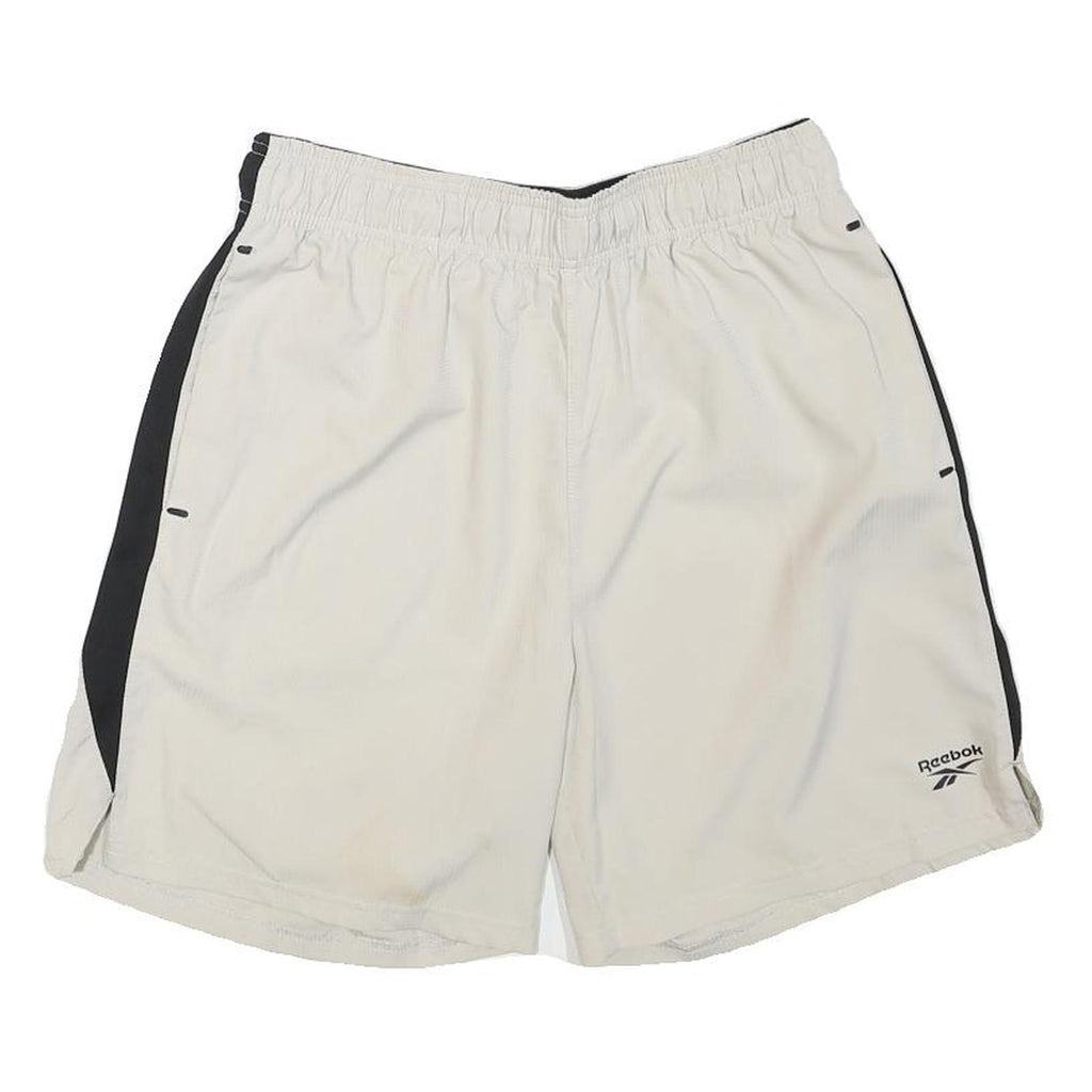 REEBOK Mens Shorts White & Black Casual M W28 Polyester Blend