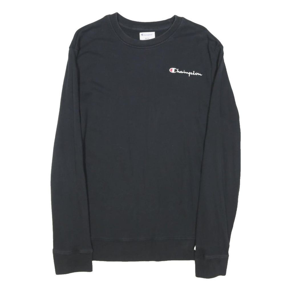 CHAMPION Mens Black Crew Neck S Cotton Blend Logo Sweatshirt Casual