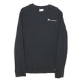 CHAMPION Mens Black Crew Neck S Cotton Blend Logo Sweatshirt Casual