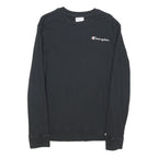 CHAMPION Mens Black Crew Neck S Cotton Blend Logo Sweatshirt Casual
