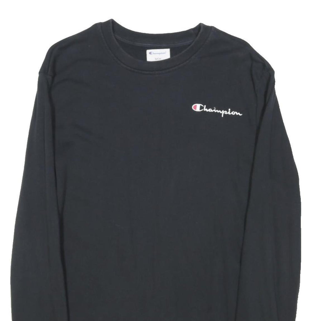 CHAMPION Mens Black Crew Neck S Cotton Blend Logo Sweatshirt Casual