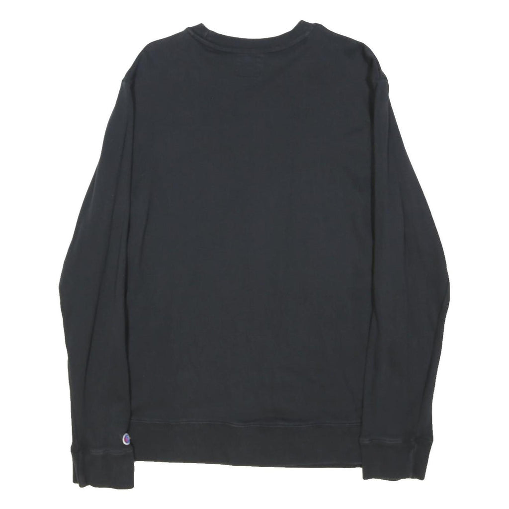 CHAMPION Mens Black Crew Neck S Cotton Blend Logo Sweatshirt Casual