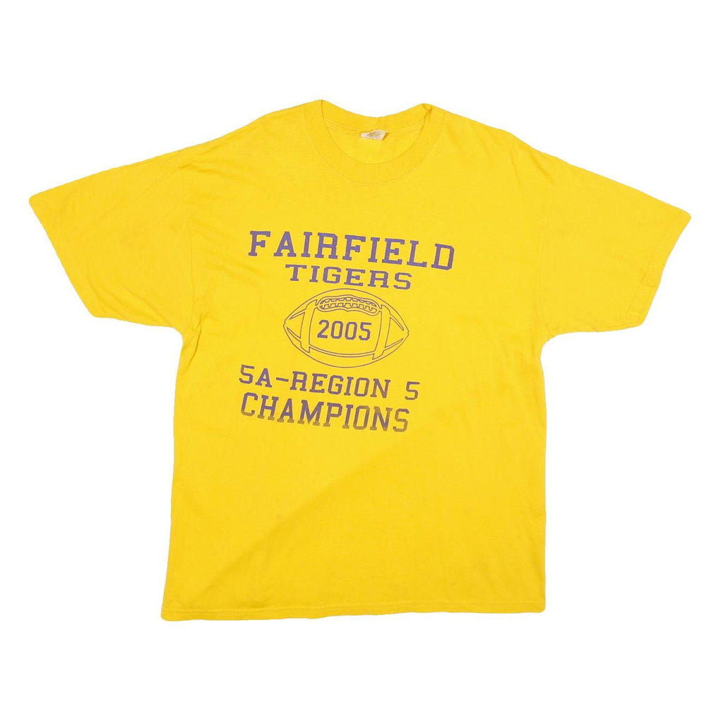 JERZEES Mens Yellow Fairfield Tigers Graphic T-Shirt XL Short Sleeve Crew Neck