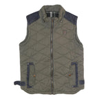 DIESEL Mens Green Quilted Jacket L Polyester Blend Zip Pockets Casual Outerwear