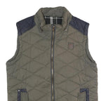 DIESEL Mens Green Quilted Jacket L Polyester Blend Zip Pockets Casual Outerwear