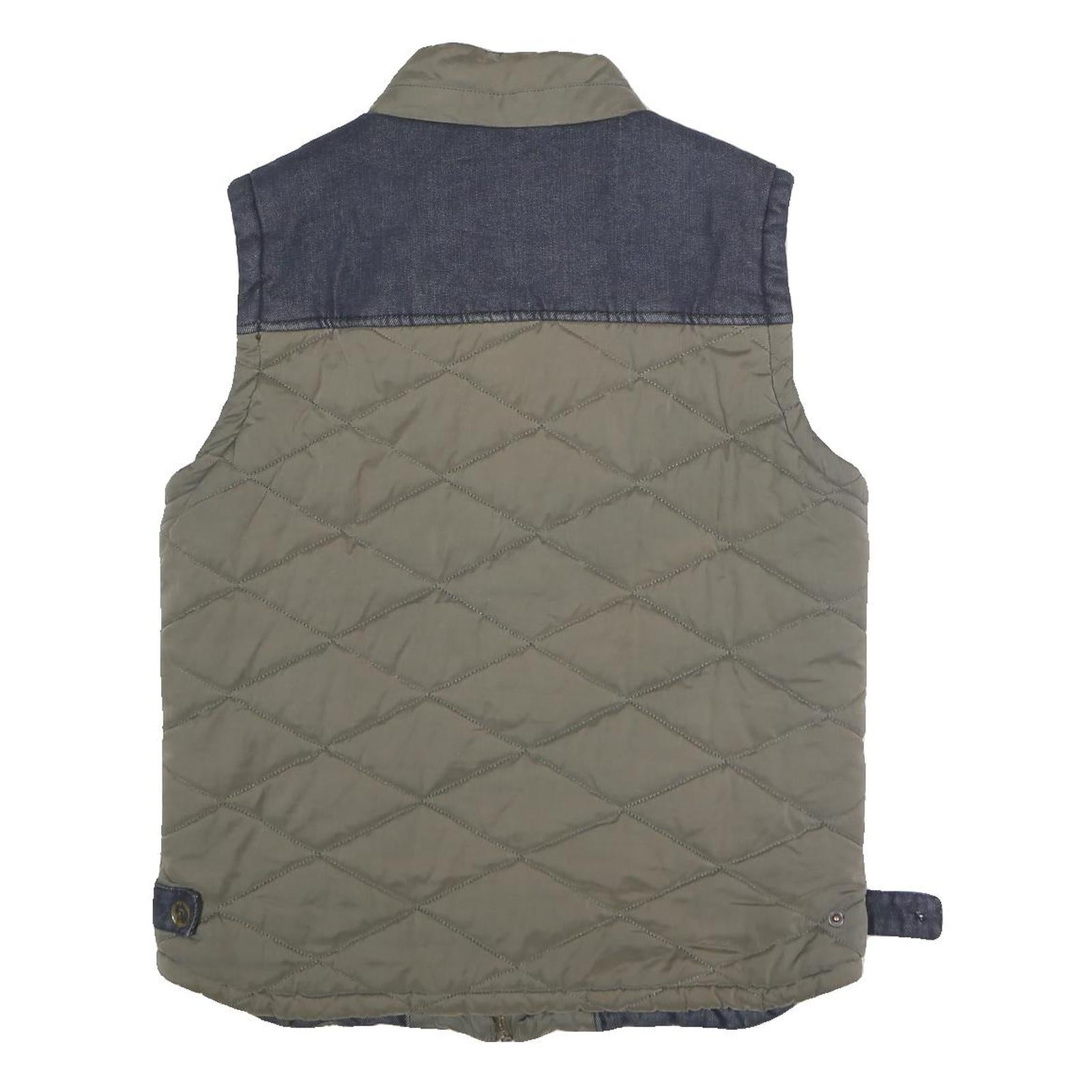 DIESEL Mens Green Quilted Jacket L Polyester Blend Zip Pockets Casual Outerwear