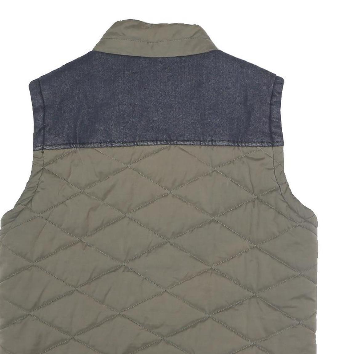 DIESEL Mens Green Quilted Jacket L Polyester Blend Zip Pockets Casual Outerwear