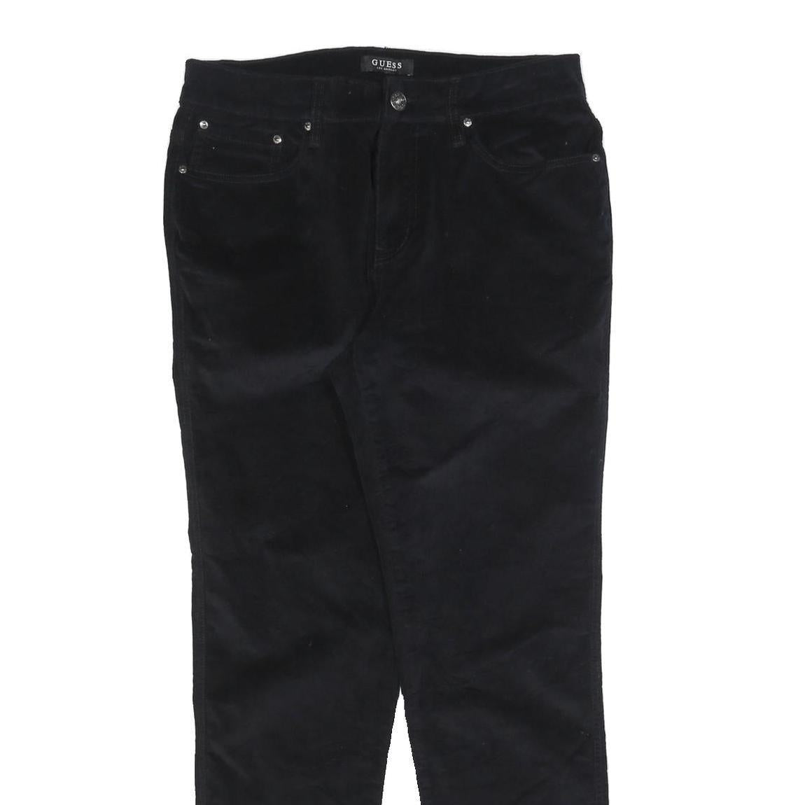 GUESS Womens Cotton Blend Black Slim Skinny Trousers W32 L32 Stylish Comfort