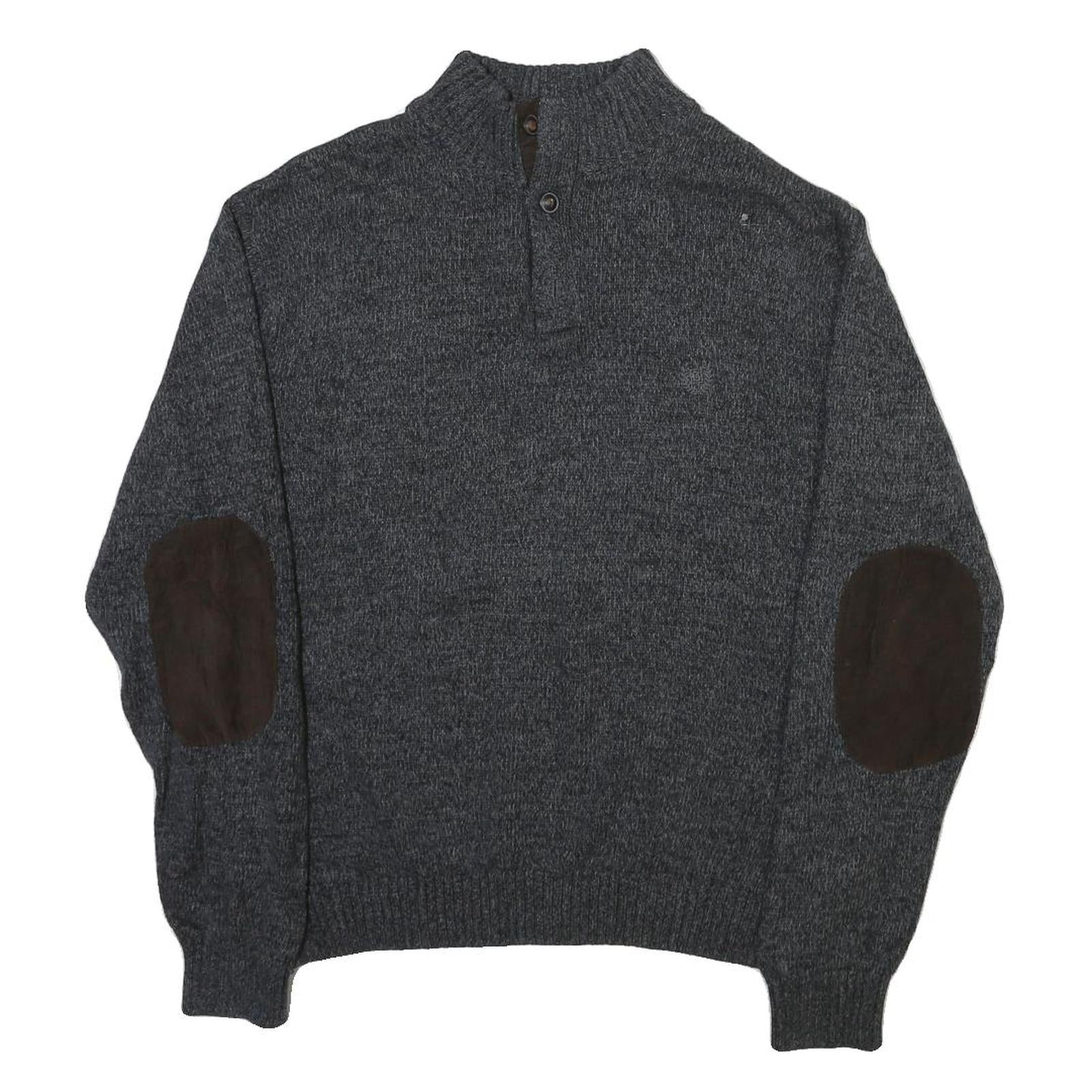 CHAPS Mens Grey Jumper Pullover Plain Roll Neck Regular L Cotton Blend Knitwear