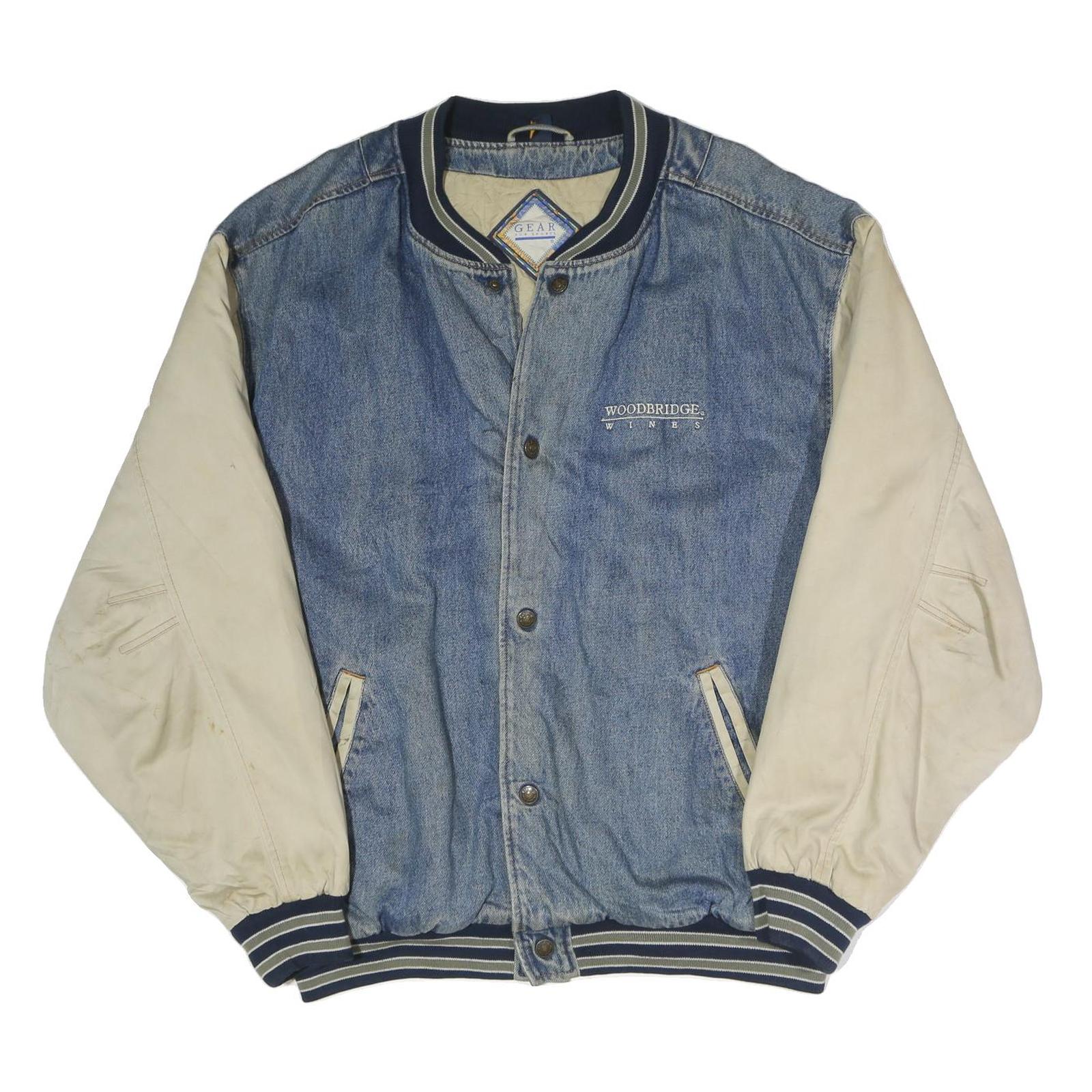 GEAR FOR SPORTS Mens Blue & Cream Denim Button Jacket L Cotton Blend Casual