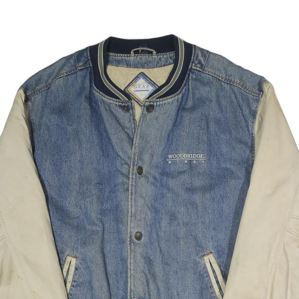 GEAR FOR SPORTS Mens Blue & Cream Denim Button Jacket L Cotton Blend Casual