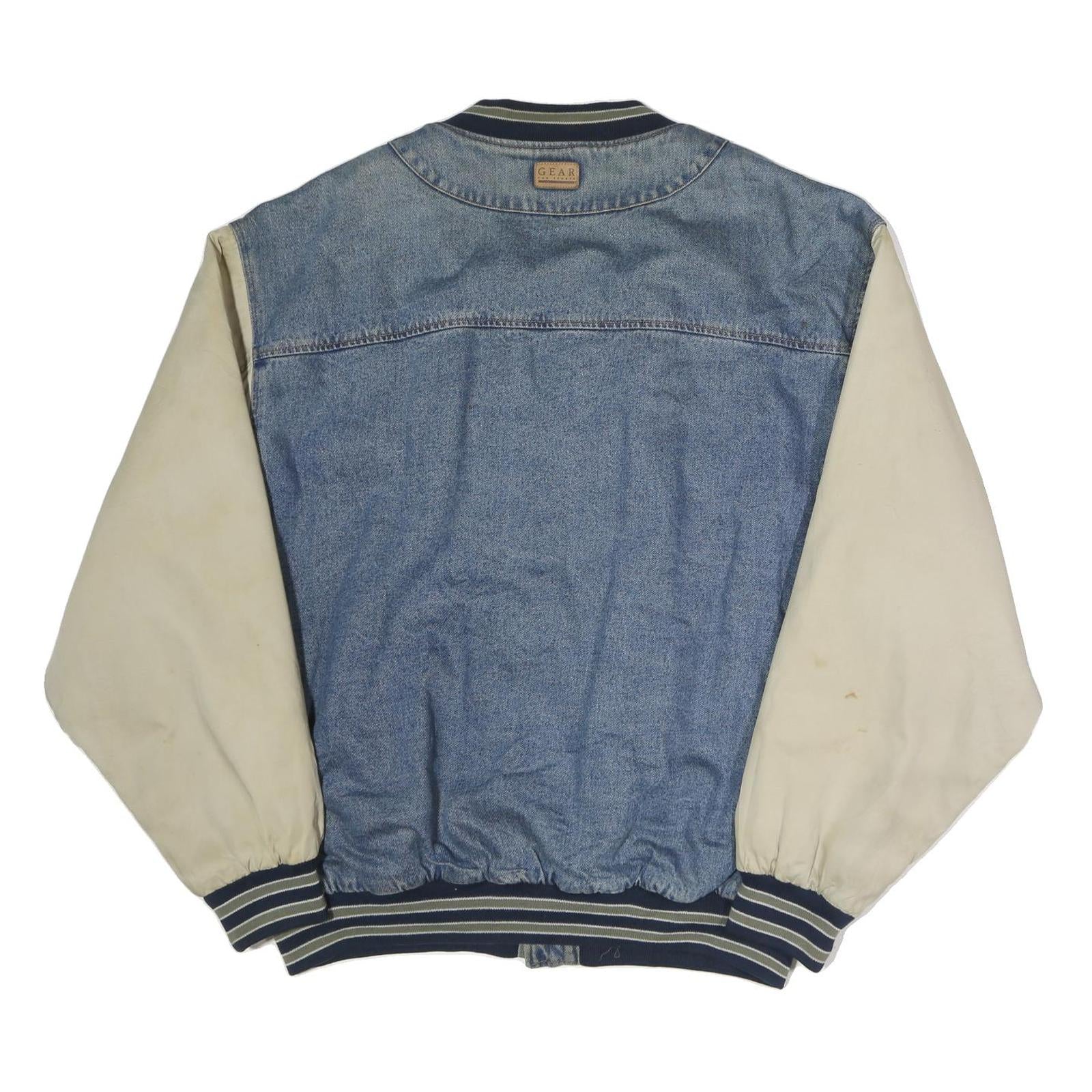 GEAR FOR SPORTS Mens Blue & Cream Denim Button Jacket L Cotton Blend Casual