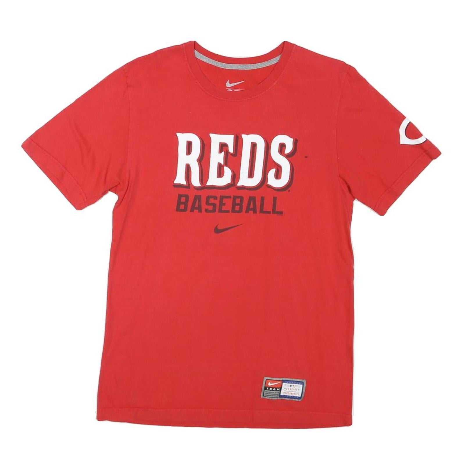 NIKE Mens Red Reds Baseball Graphic T-Shirt S Short Sleeve Crew Neck