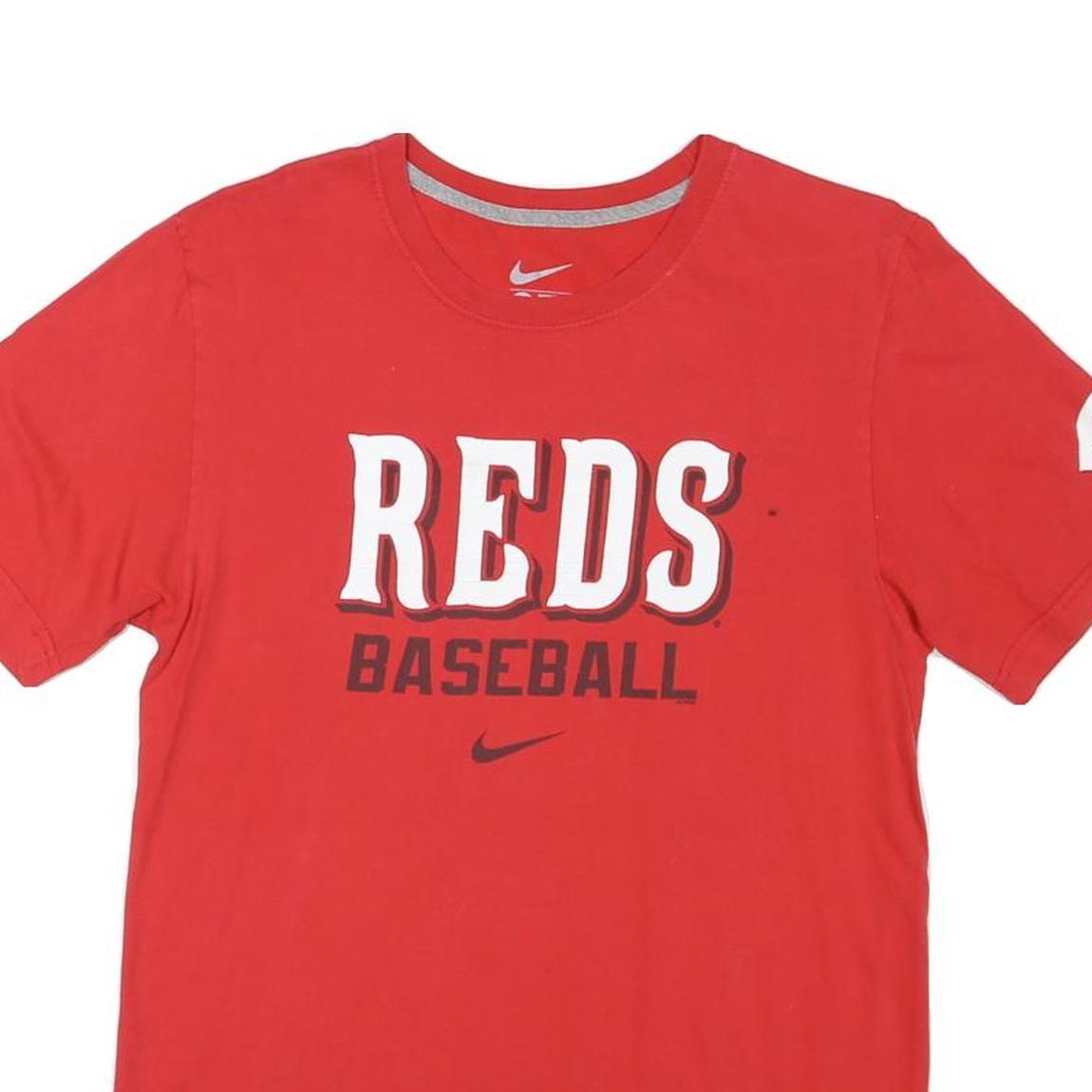 NIKE Mens Red Reds Baseball Graphic T-Shirt S Short Sleeve Crew Neck