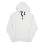CHAPS Mens White Hoodie Pullover L Button Neck Hooded Cotton Blend Jumper