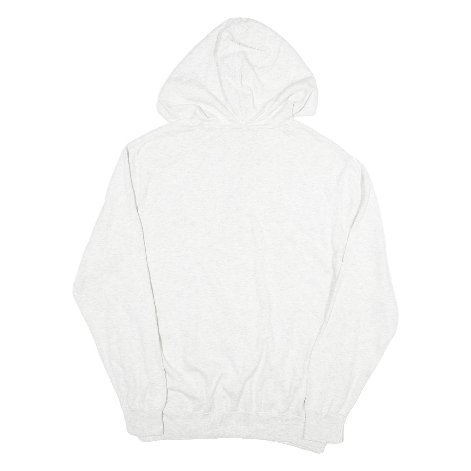 CHAPS Mens White Hoodie Pullover L Button Neck Hooded Cotton Blend Jumper